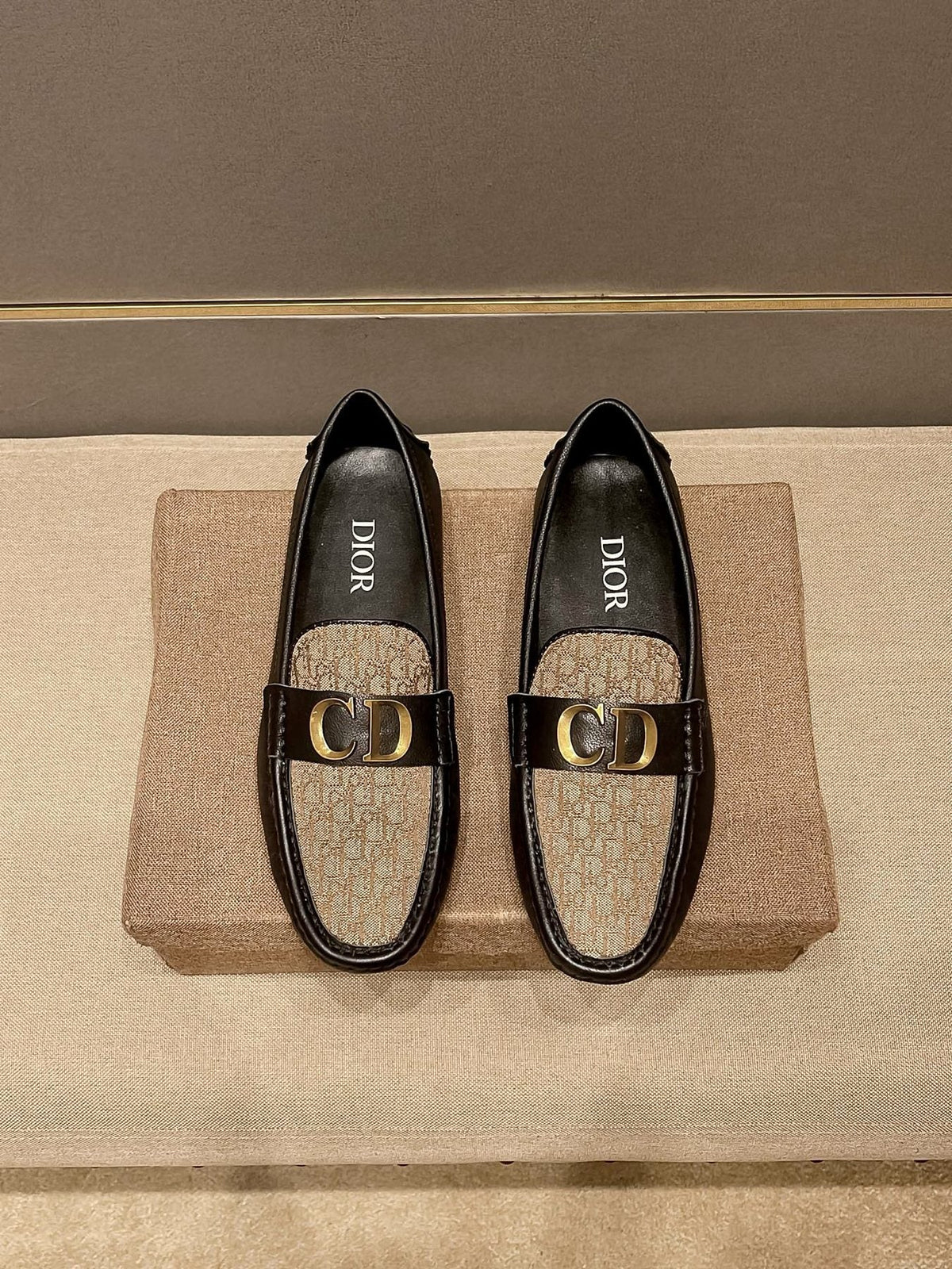 Dior Patterned Vamp Buckle Loafers — front