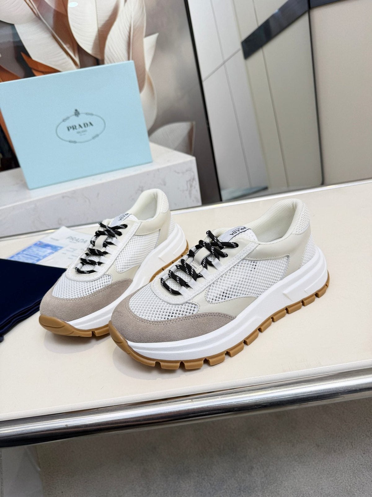 Prada Mesh Panel Sneakers — front