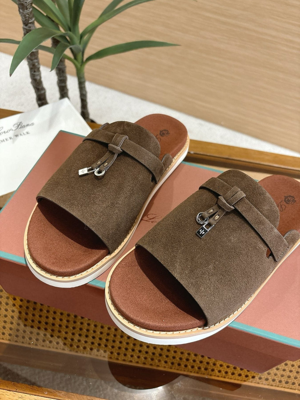 Loro Piana Cross-Strap Mule Sandals — front