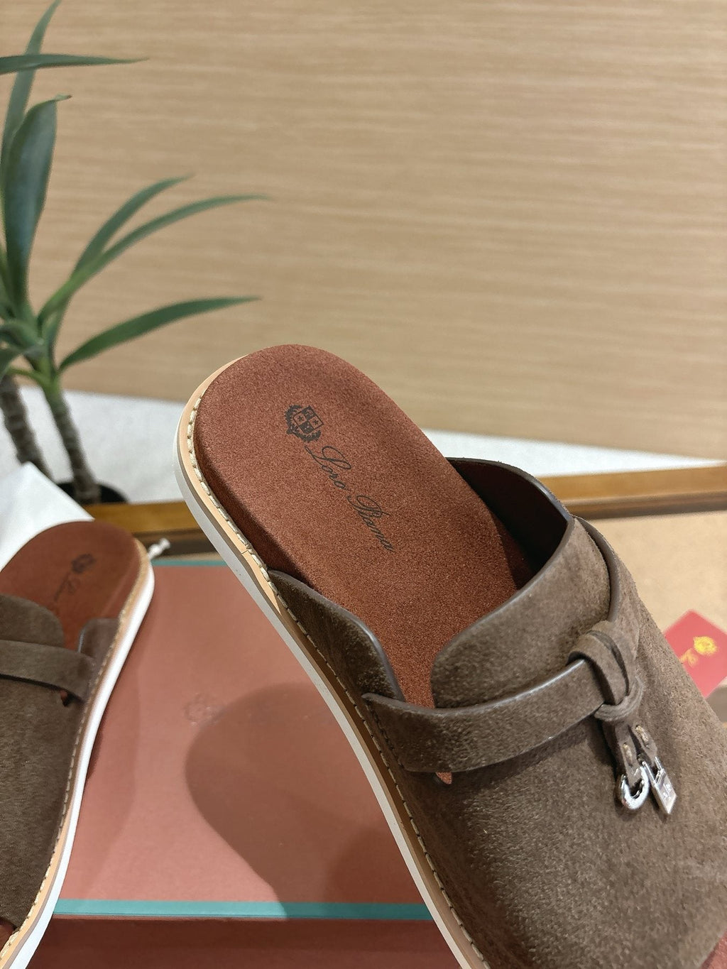 Loro Piana Cross-Strap Mule Sandals — detail