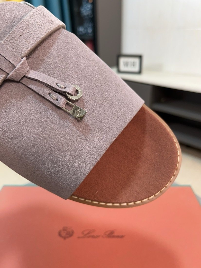 Loro Piana Buckle Slide Sandals — detail