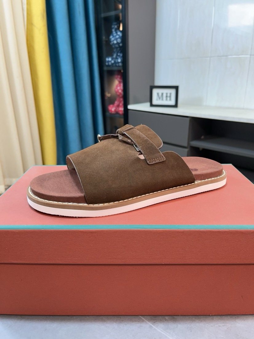 Loro Piana Buckle Slide Sandals — side