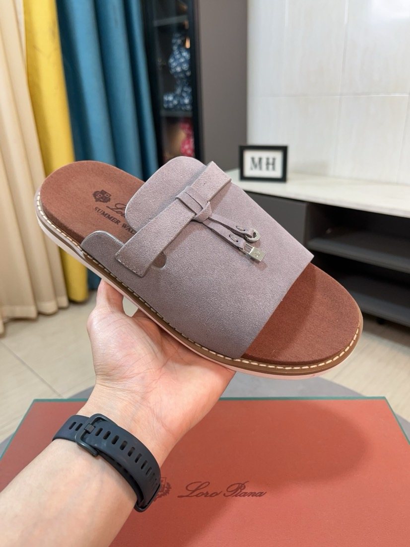 Loro Piana Buckle Slide Sandals — front