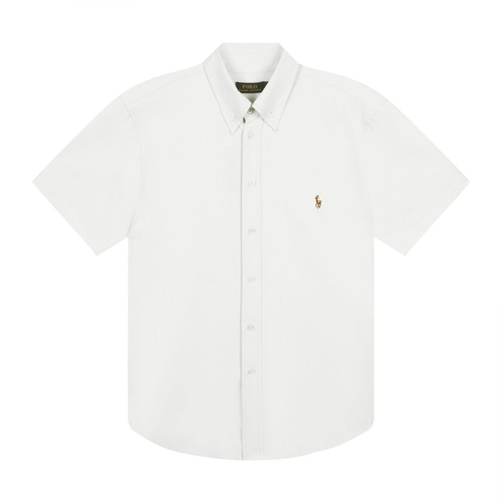 Test2-Ralph Lauren Cotton Oxford Short-Sleeve Button-Down Shirt — front