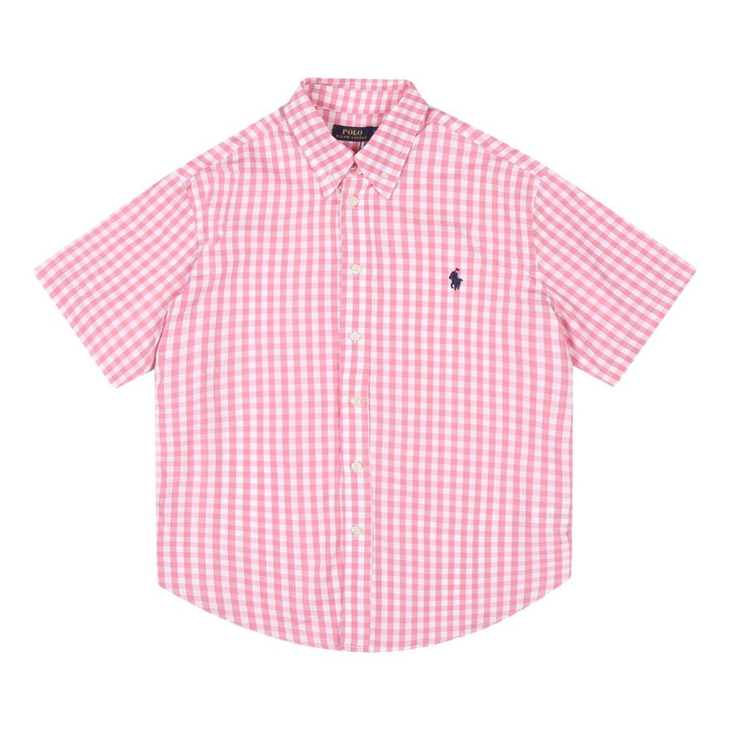 Test2-Ralph Lauren Gingham Short-Sleeve Button-Down Shirt — front