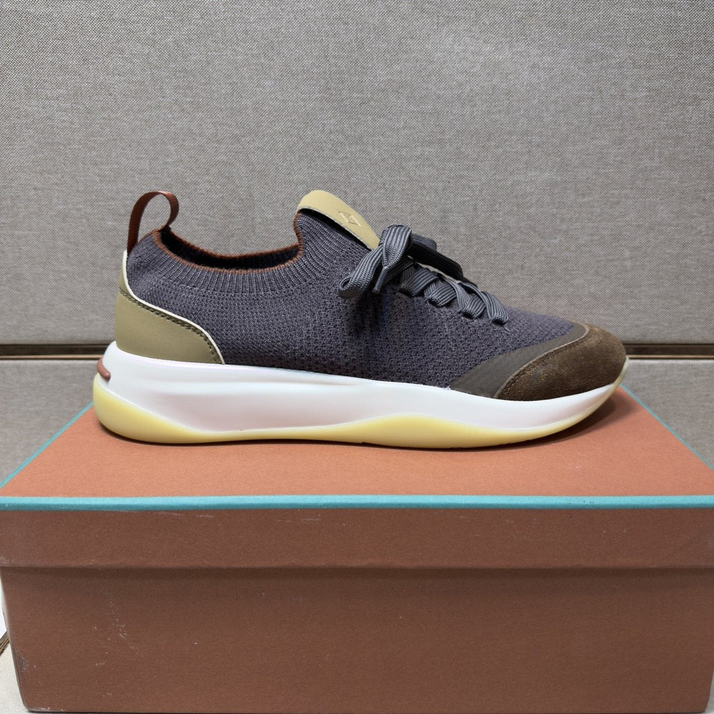 Loro Piana Men’s Mixed-Material Low-Top Sneakers — front