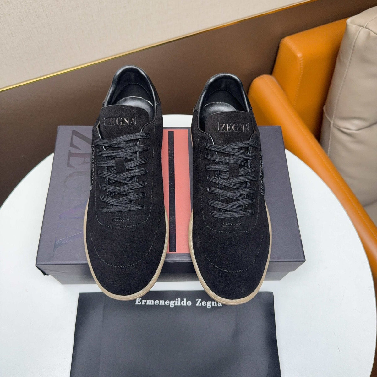 ZEGNA Suede Low-Top Sneakers — front