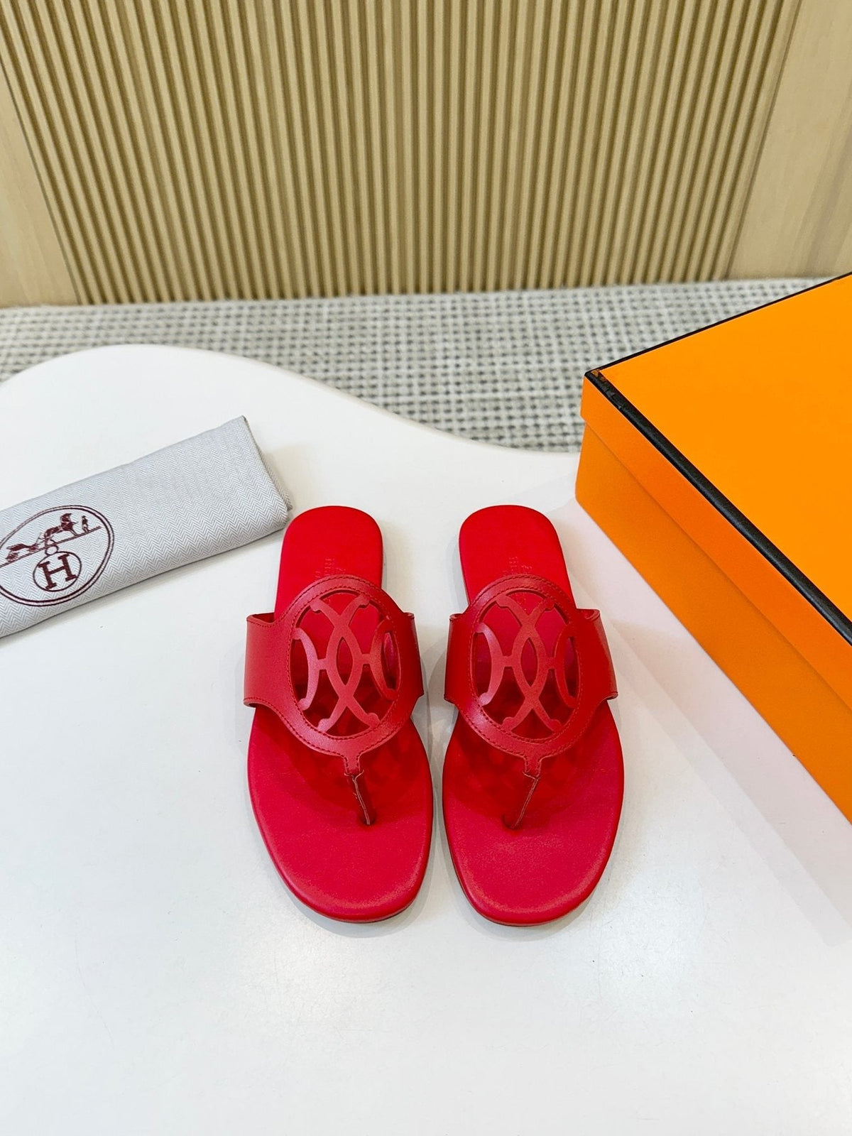Hermès Cutout Strap Thong Sandals — front