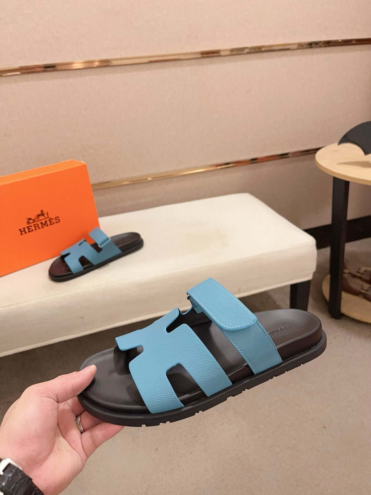 Hermès H-Cutout Slide Sandals — side