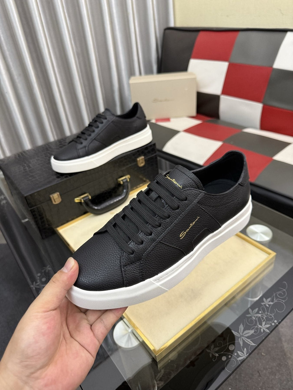 Santoni Textured Low-Top Sneakers — side