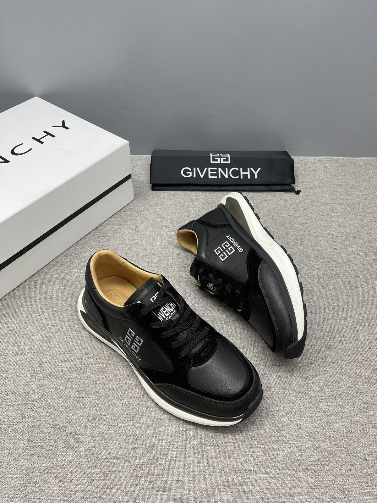 Givenchy Black and White Low-Top Sneakers — front