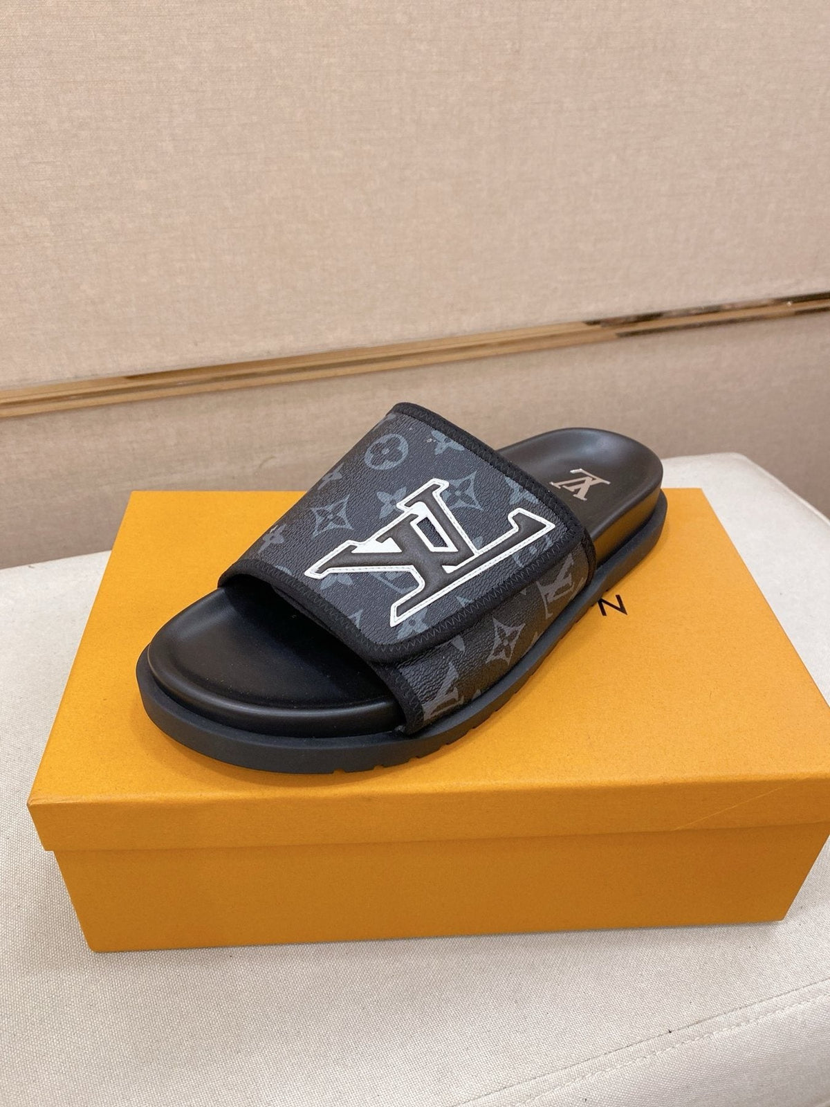 Louis Vuitton Graphic Print Slide Sandals — front