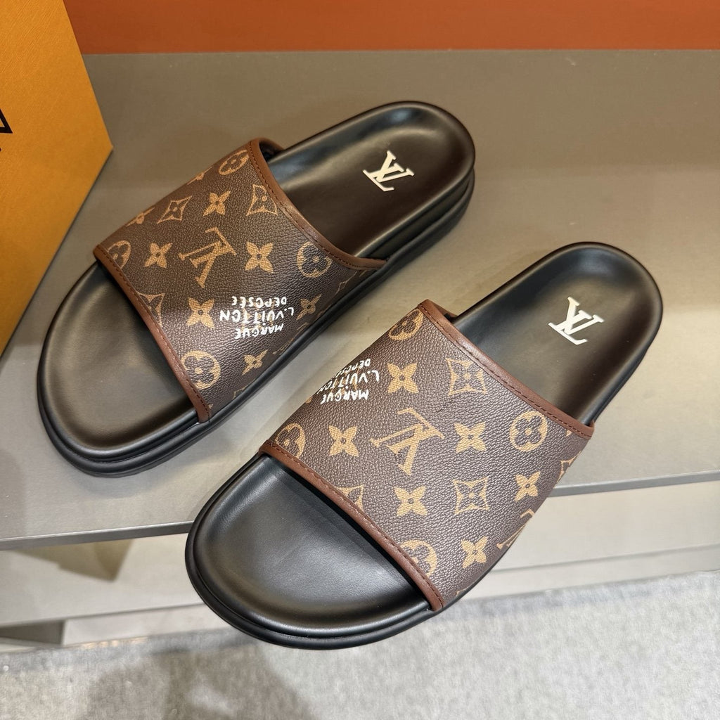 Louis Vuitton Monogram Slide Sandals — front