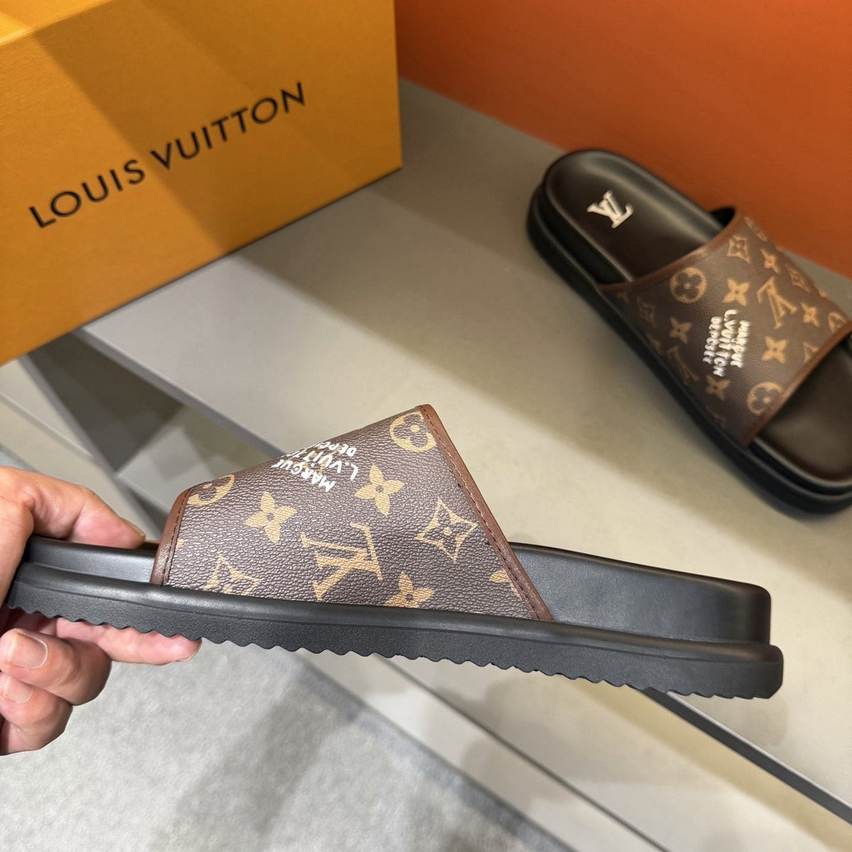Louis Vuitton Monogram Slide Sandals — side
