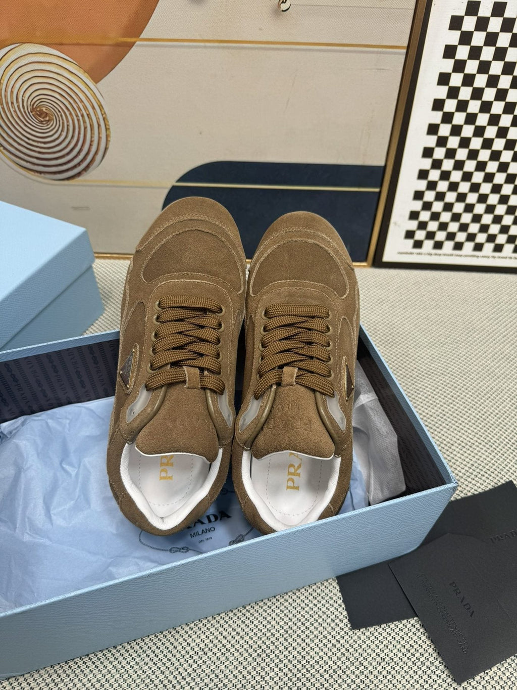 Prada Triangle Logo Low-Top Sneakers — front