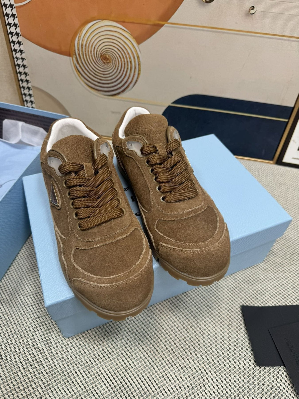 Prada Triangle Logo Low-Top Sneakers — front