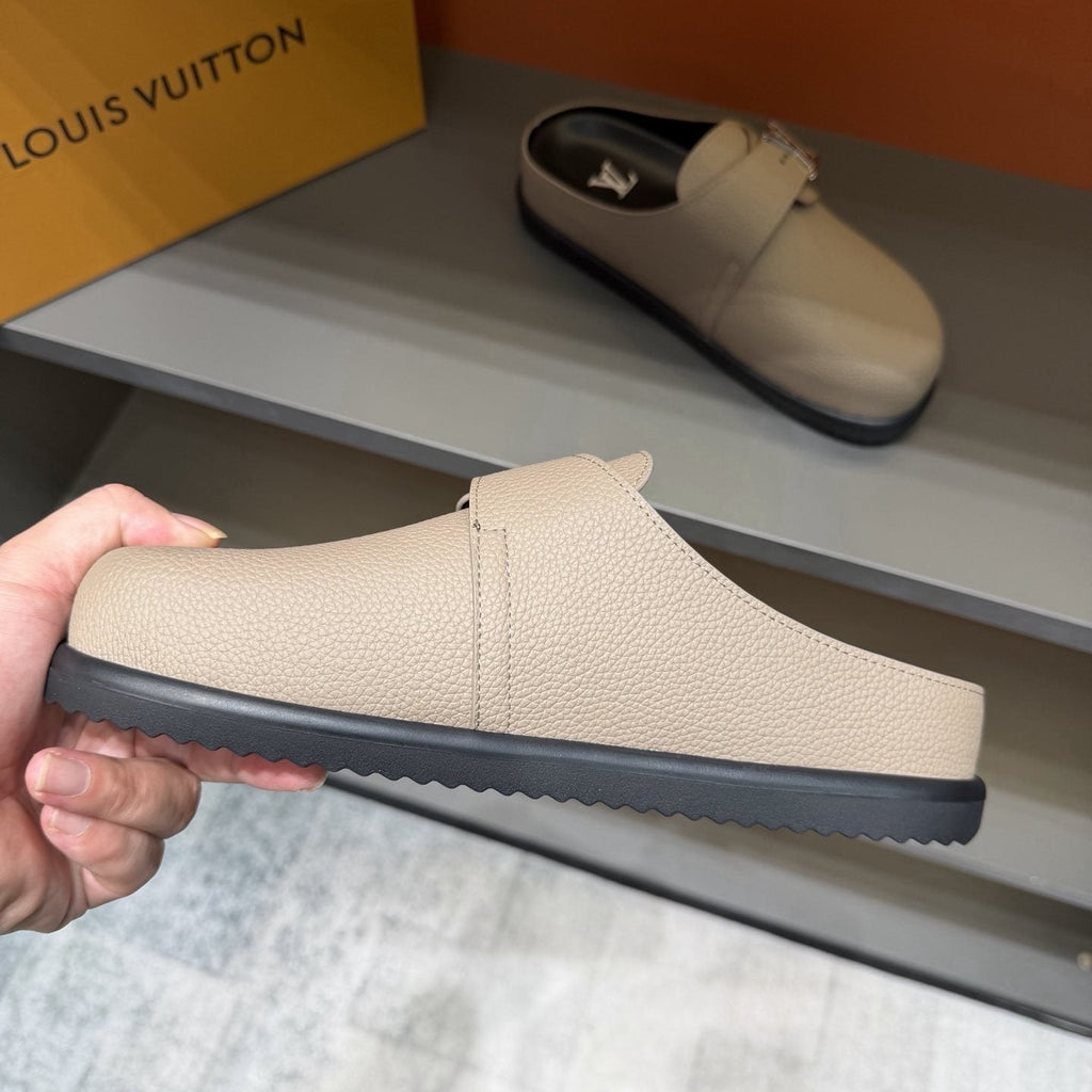 Louis Vuitton Textured Buckle Slide Sandals — side