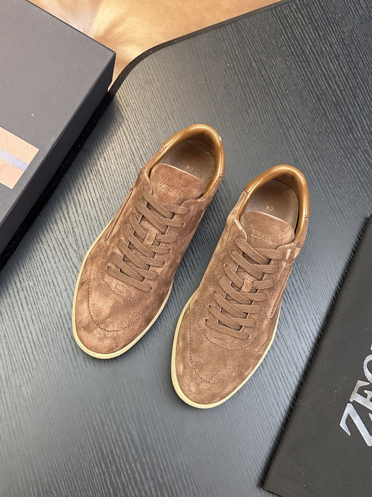 Zegna Suede Lace-Up Sneakers — front