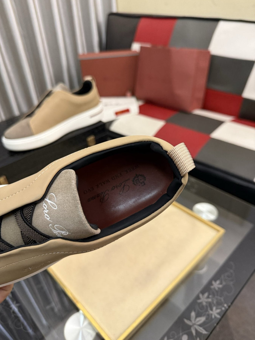 Loro Piana Side-Logo Slip-On Sneakers — back