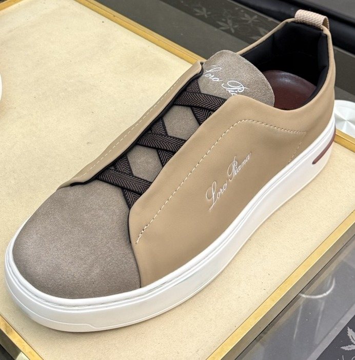 Loro Piana Side-Logo Slip-On Sneakers — front