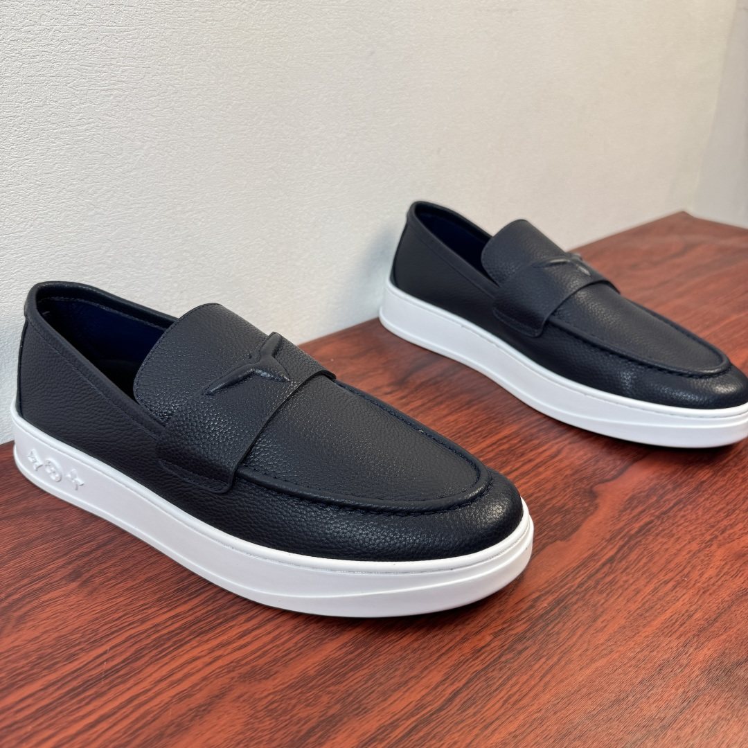 Louis Vuitton White Slip-On Loafers — front
