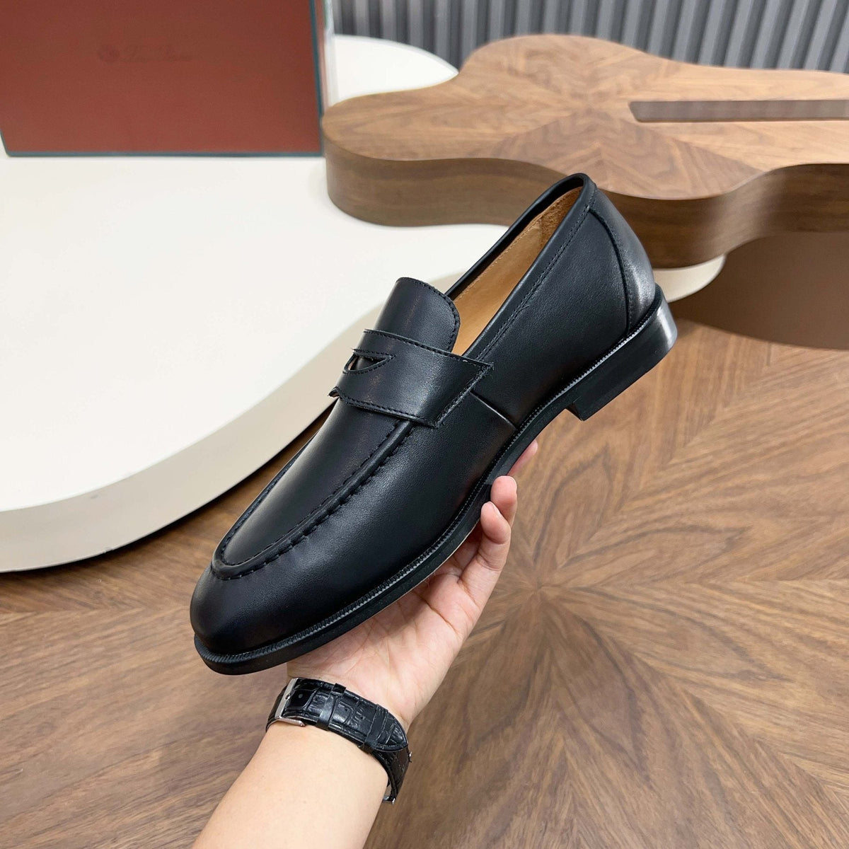 Men’s Leather Penny Loafers — detail