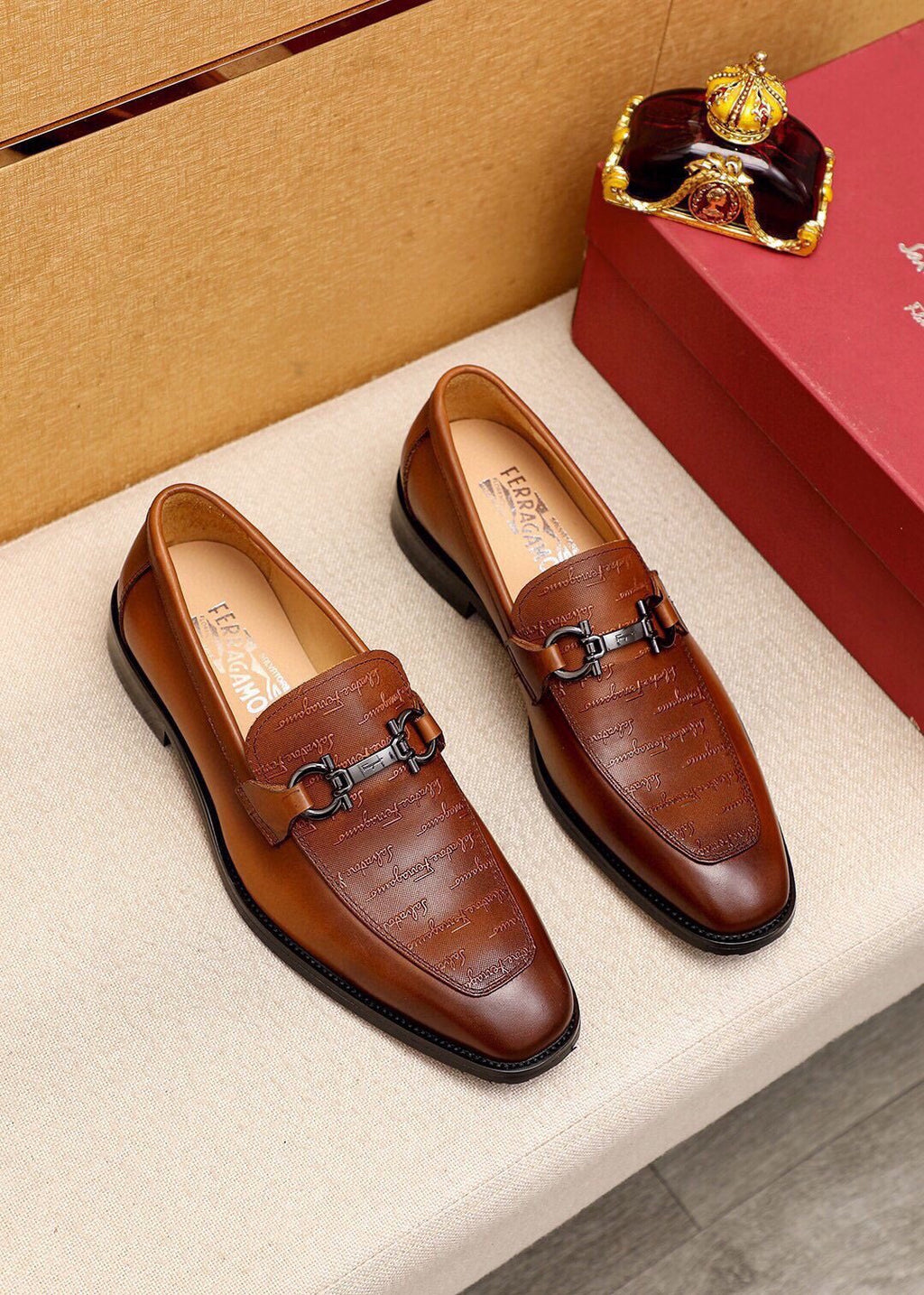 Ferragamo Textured Leather Loafers — front