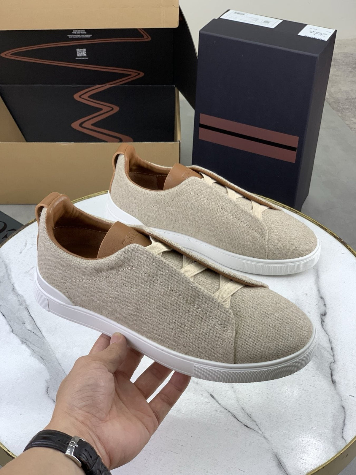 Zegna Triple Stitch Slip-On Sneakers — model