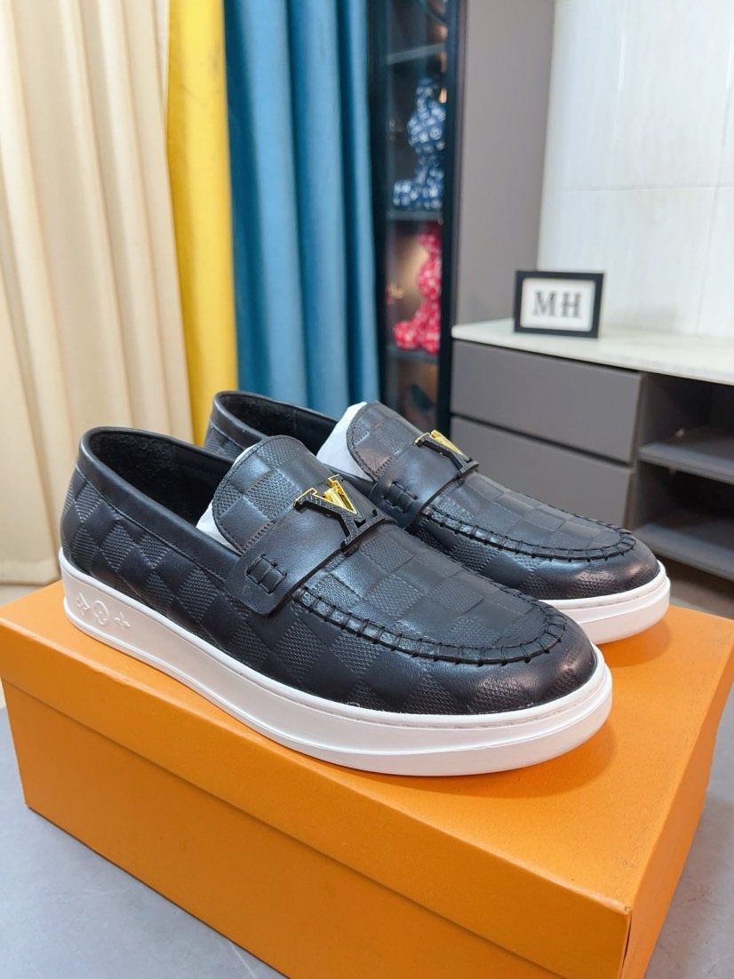 Louis Vuitton Check-Pattern Loafers — front