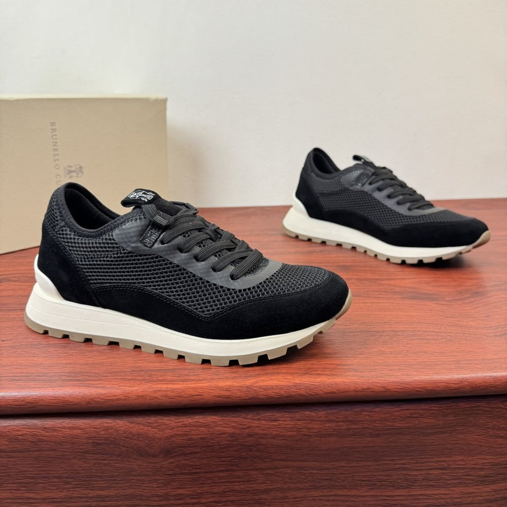 Brunello Cucinelli Mesh and Suede Sneakers — front