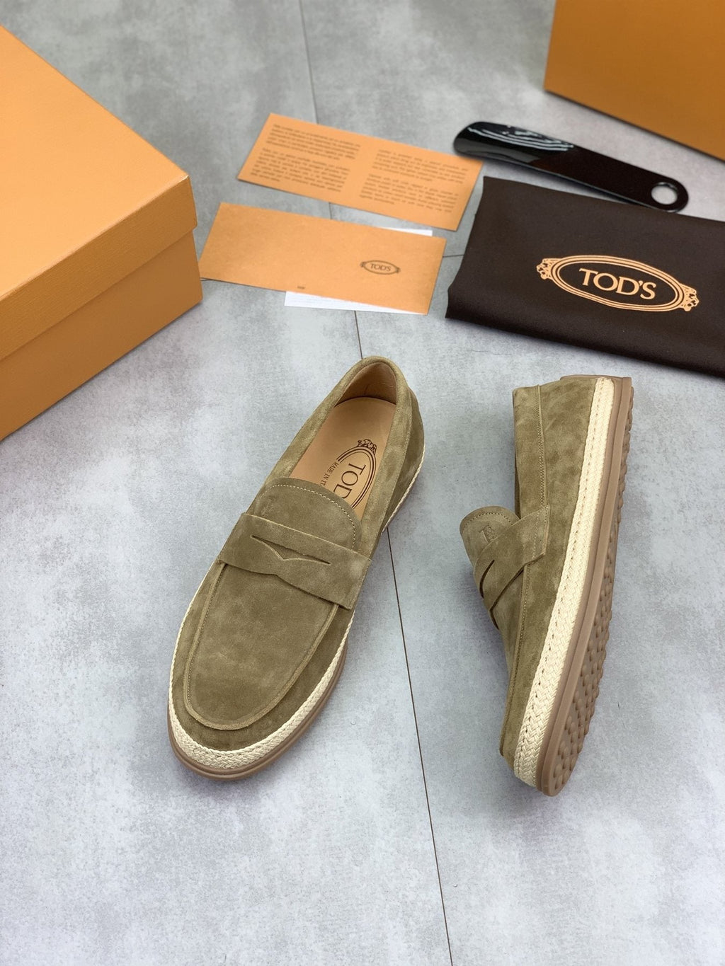 Tod's Raffia-Trim Loafers — side