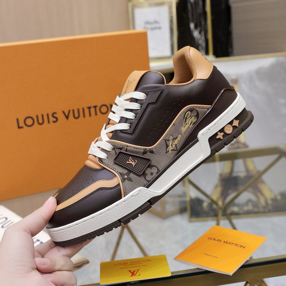 Louis Vuitton Black and White Low-Top Sneakers — front