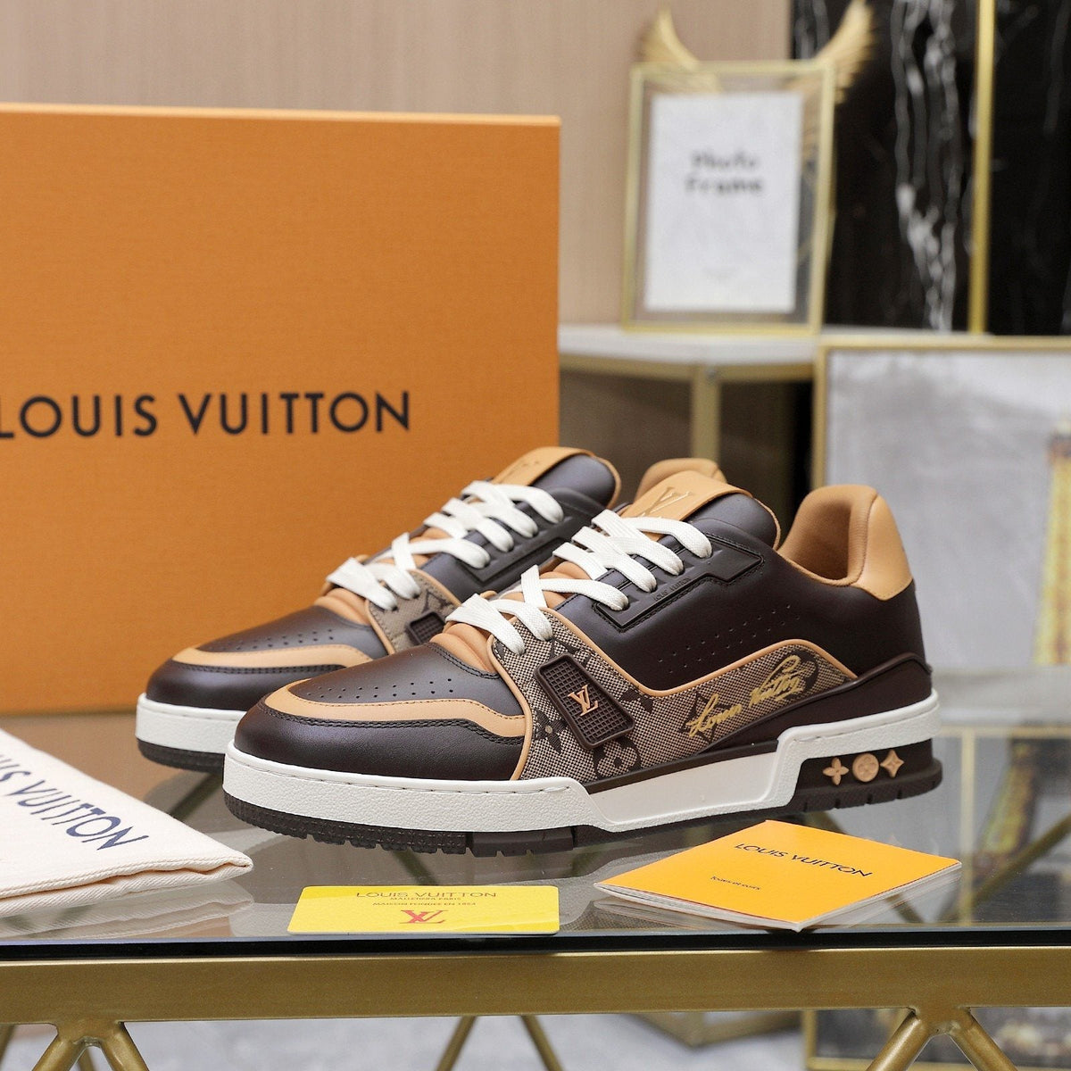 Louis Vuitton Black and White Low-Top Sneakers — front