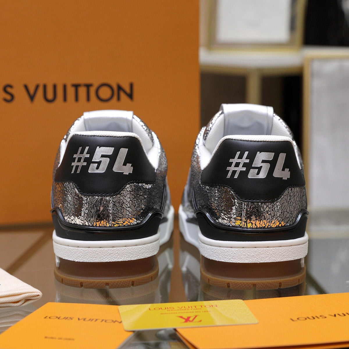 Louis Vuitton Metallic Crackle Low-Top Sneakers — back