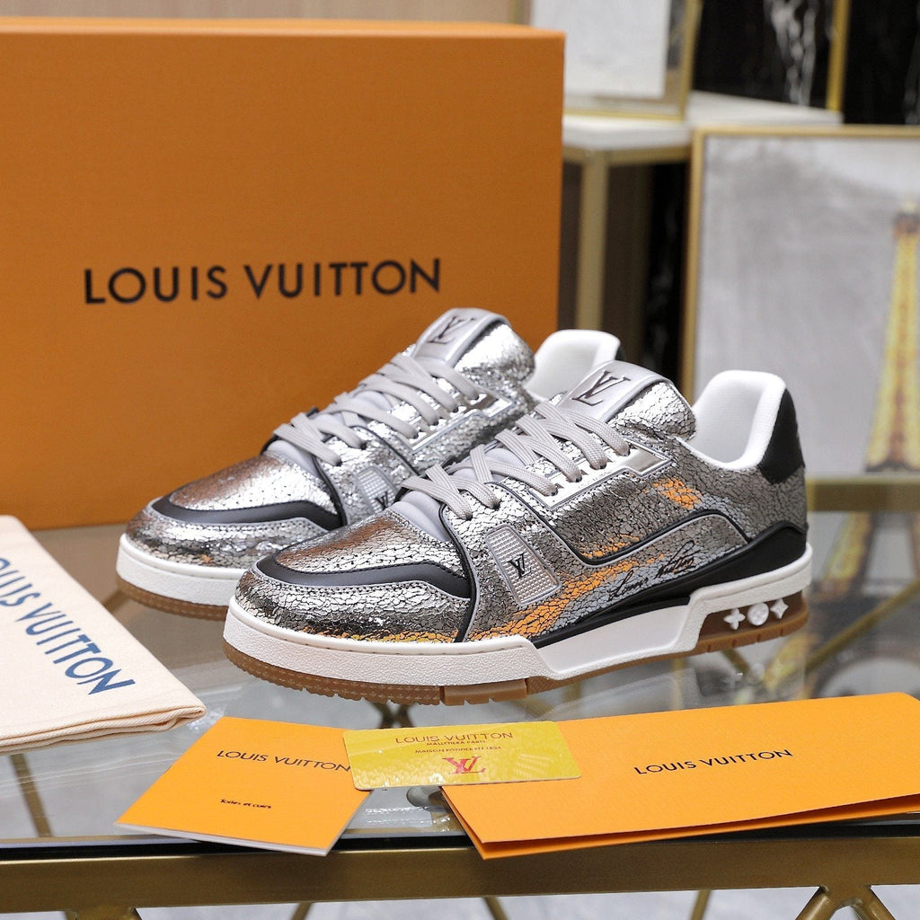Louis Vuitton Metallic Crackle Low-Top Sneakers — side