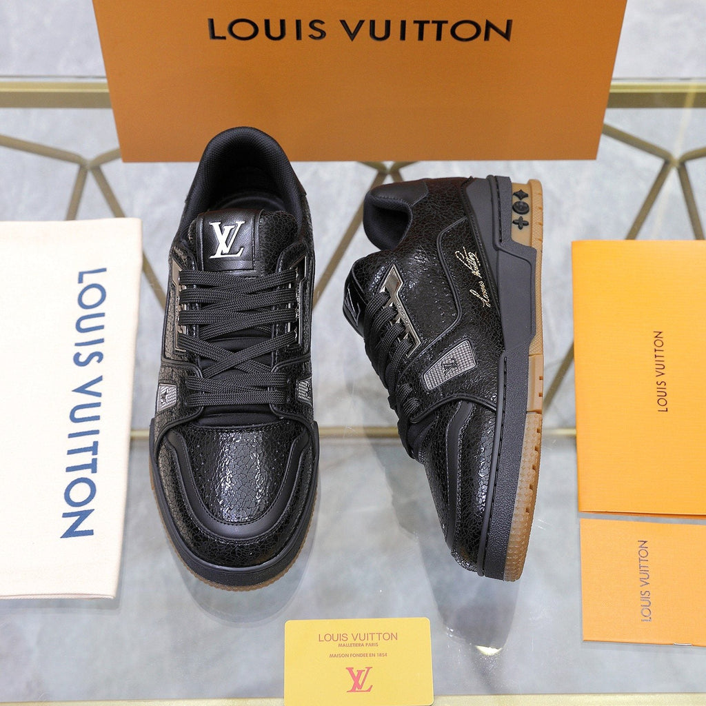 Louis Vuitton Metallic Crackle Low-Top Sneakers — front