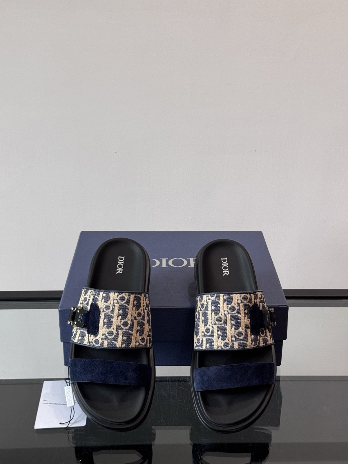 Dior Patterned Strap Slide Sandals — side