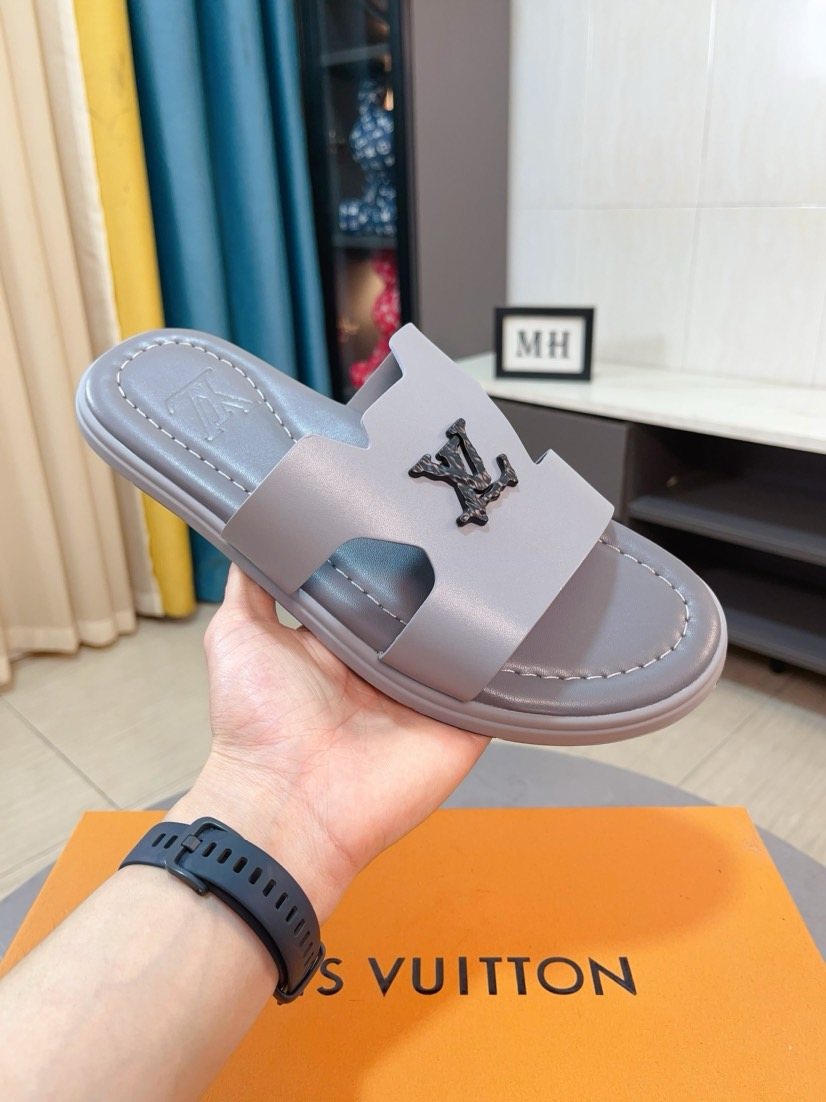 Louis Vuitton Embossed Men's Slide Sandals — front