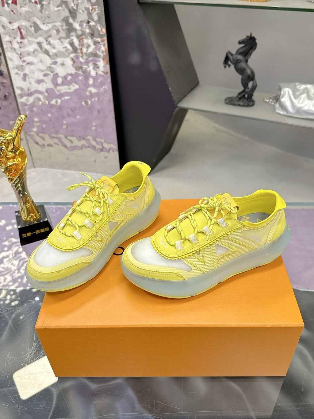 Louis Vuitton Aqua Blue and White Low-Top Sneakers — front