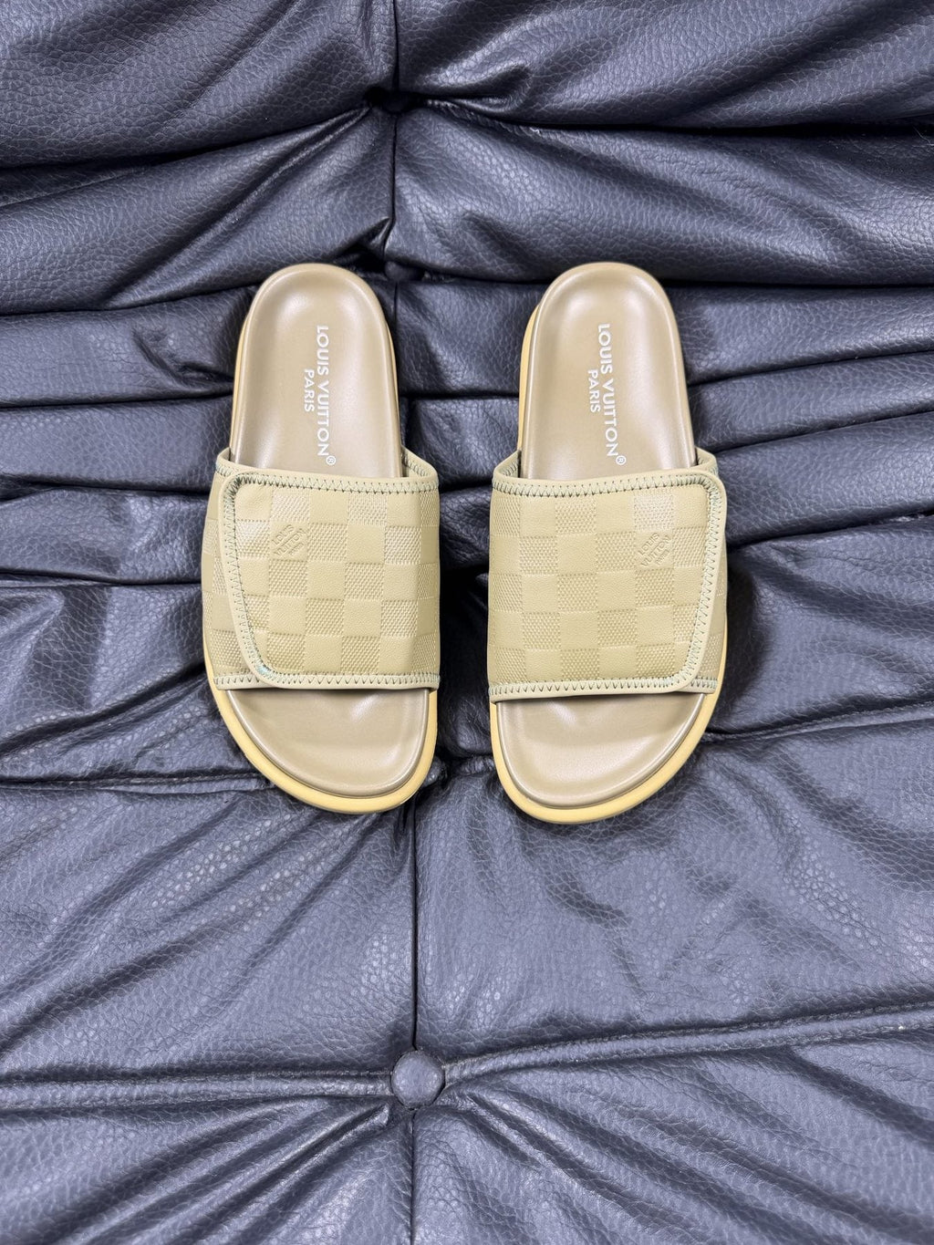 Louis Vuitton Woven Strap Slide Sandals — front
