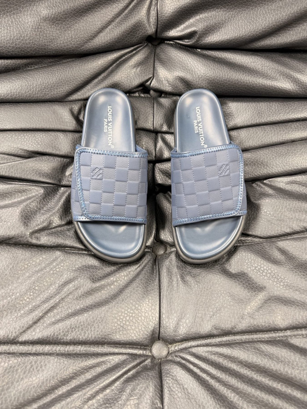 Louis Vuitton Woven Strap Slide Sandals — front