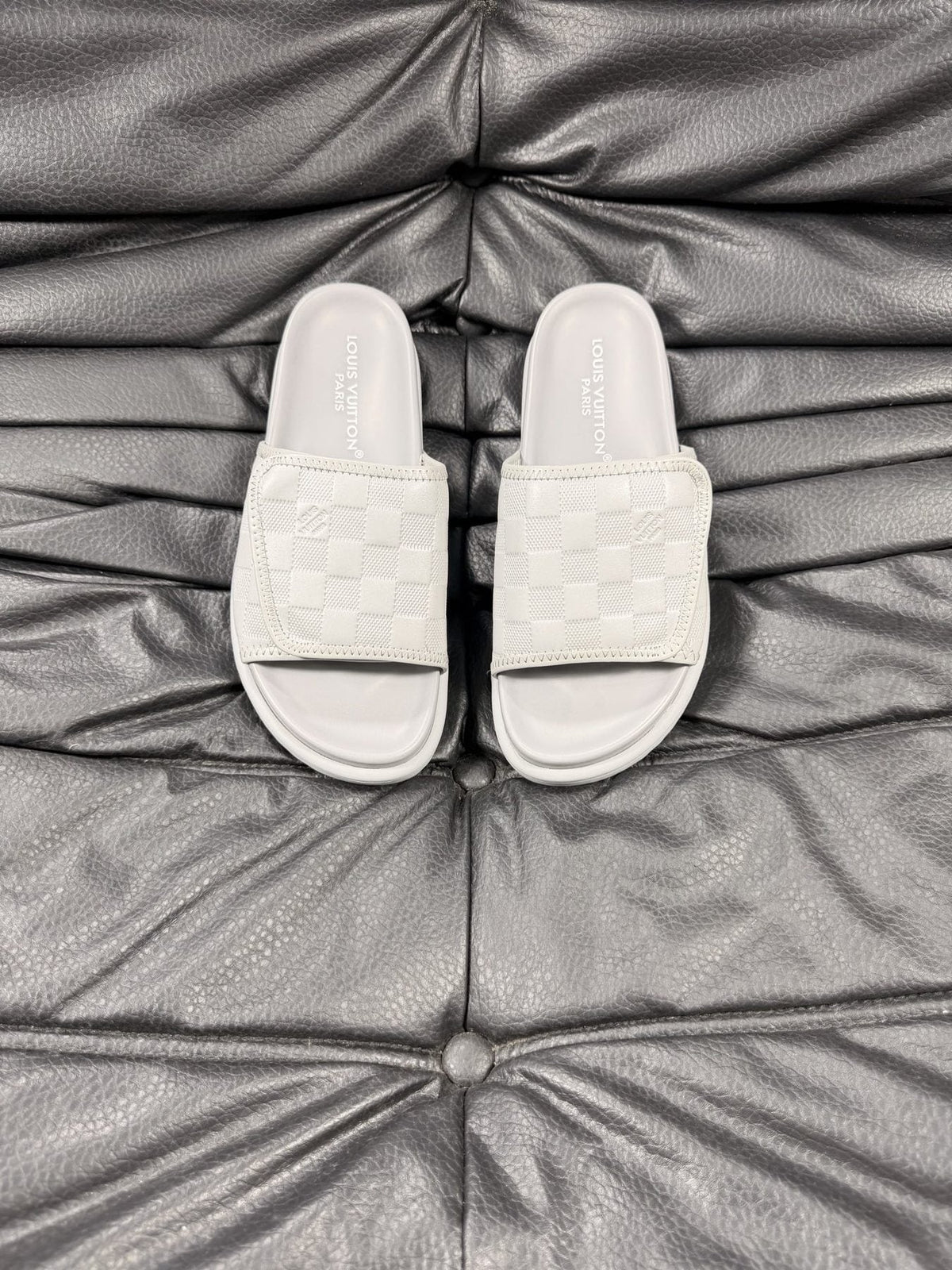 Louis Vuitton Woven Strap Slide Sandals — front