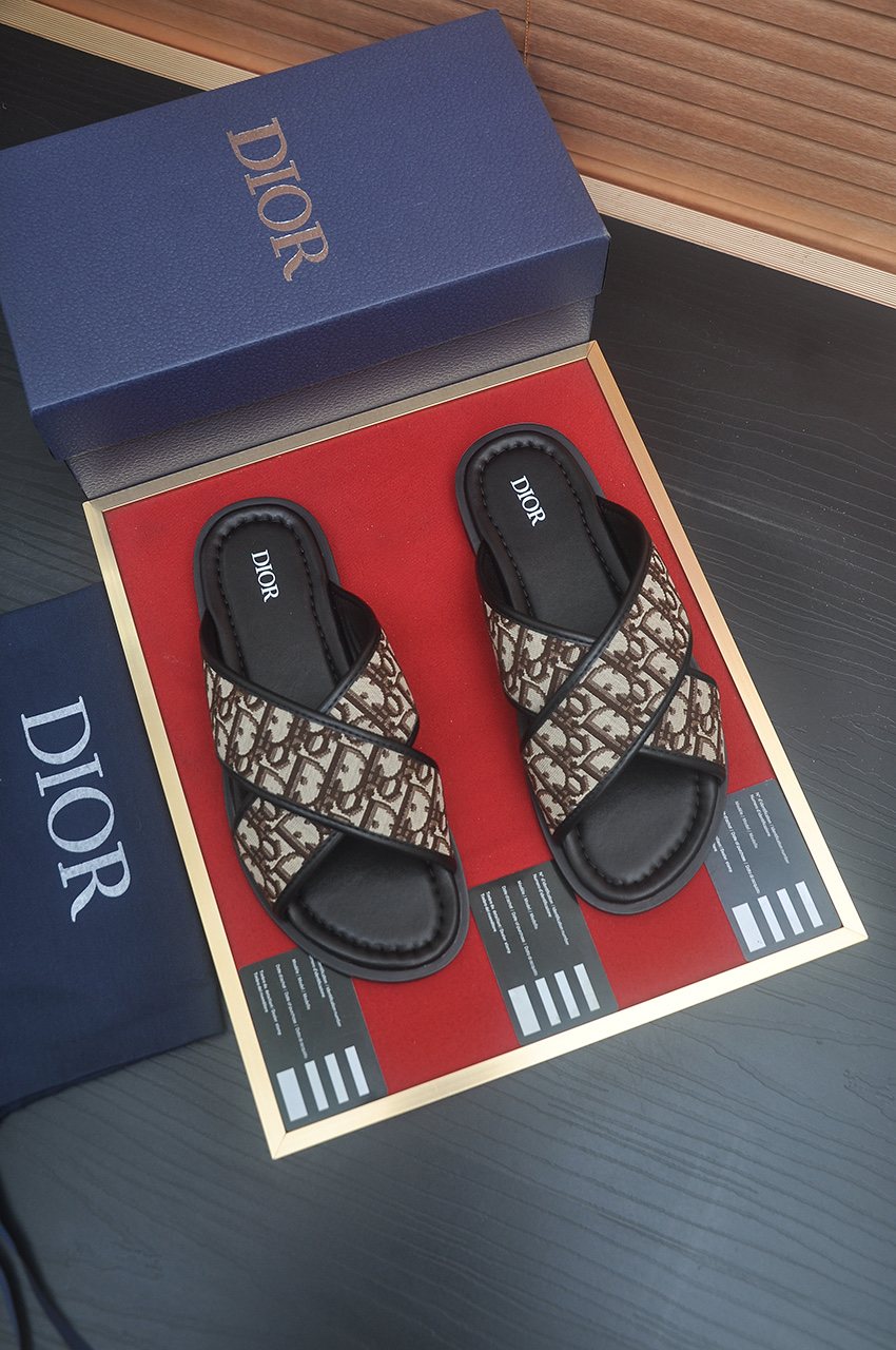 Dior Monogram Crossover Slide Sandals — front
