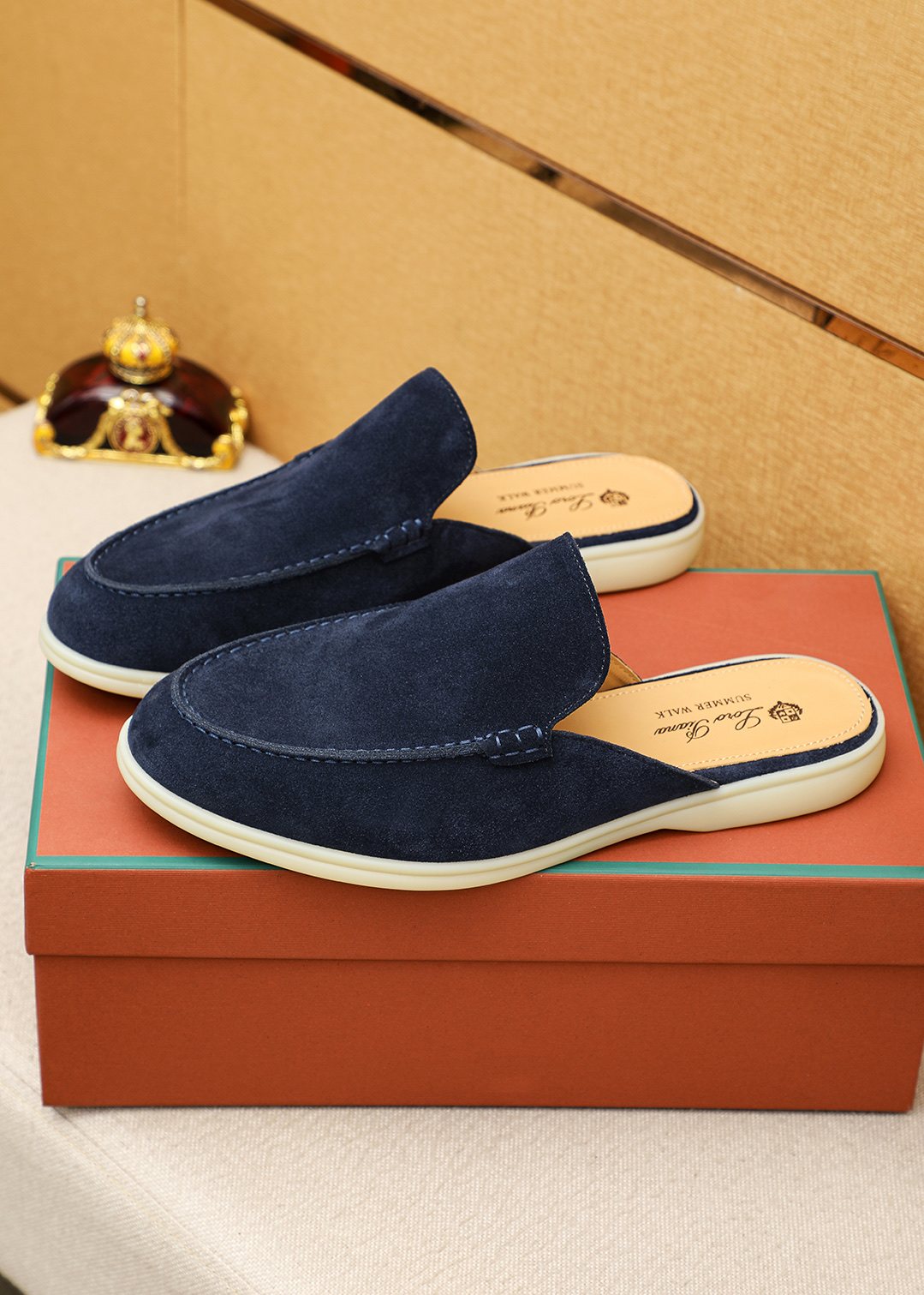 Loro Piana Suede Backless Loafers — front