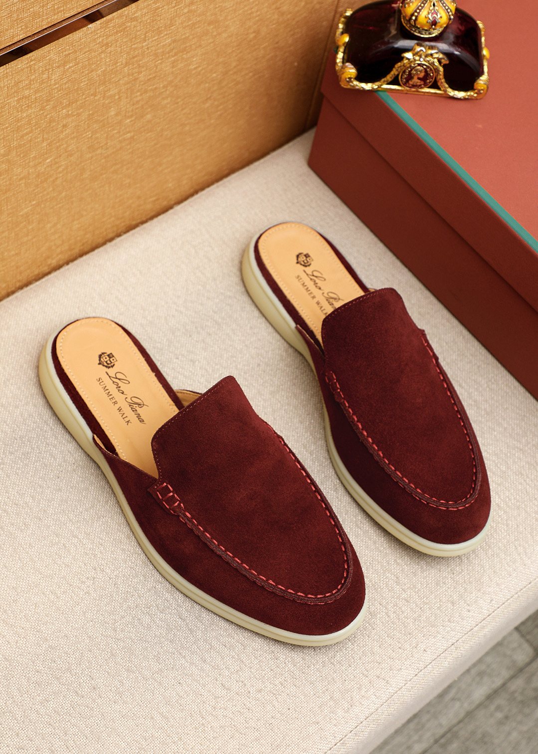 Loro Piana Suede Backless Loafers — front