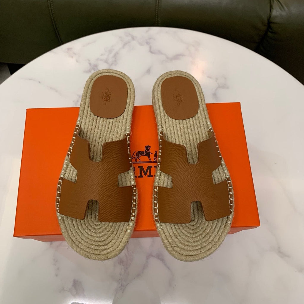 Hermès H-Cut Braided Footbed Slide Sandals — front