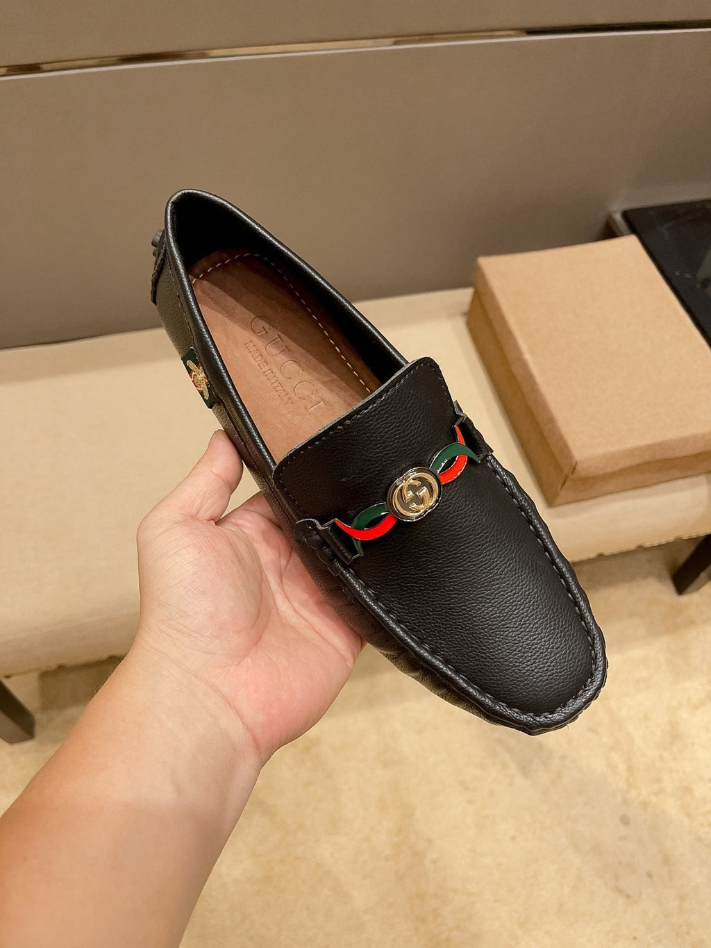 Gucci Web-Accent Driving Loafers — front