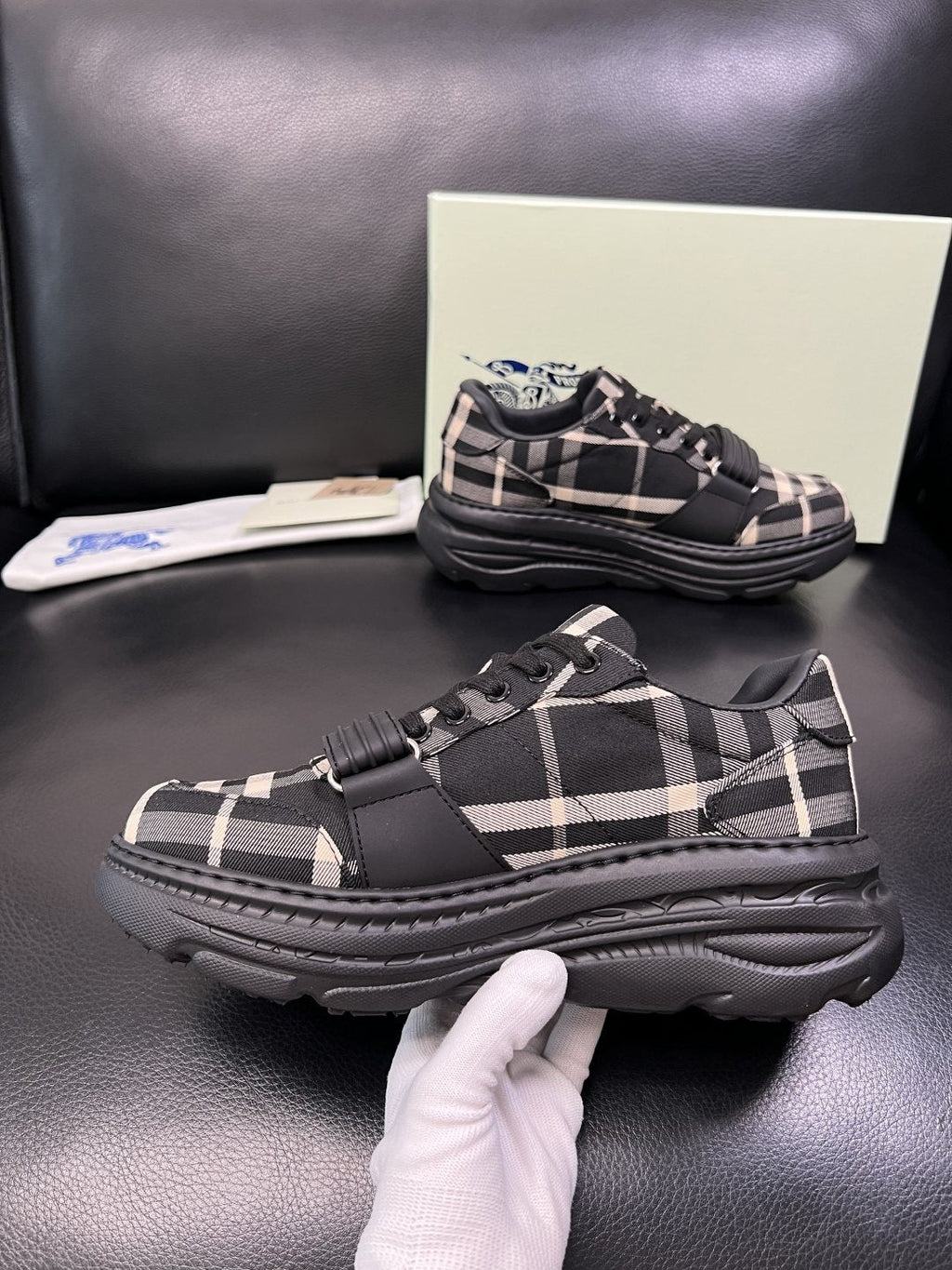 Burberry Check Low-Top Sneakers — detail