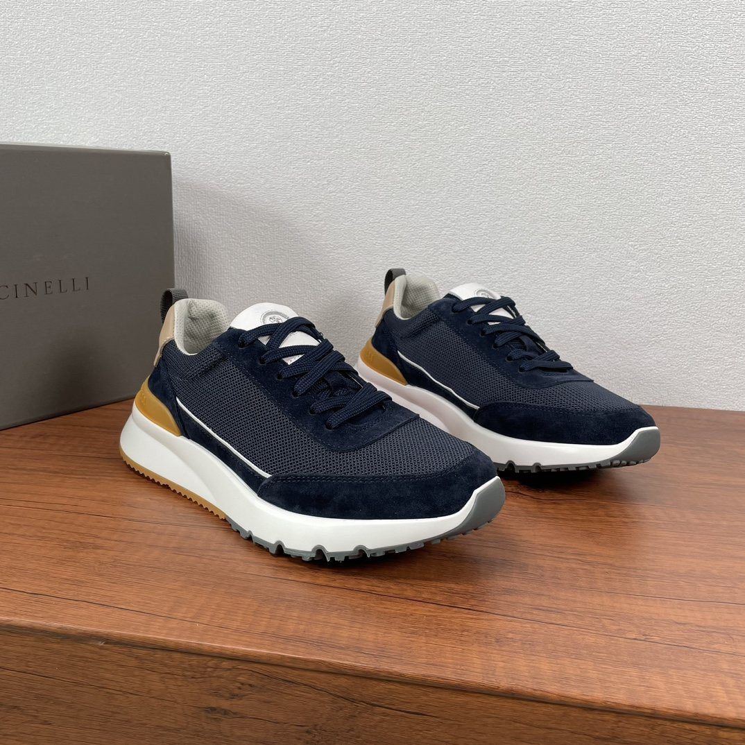 Brunello Cucinelli Knit Panel Low-Top Sneakers — front