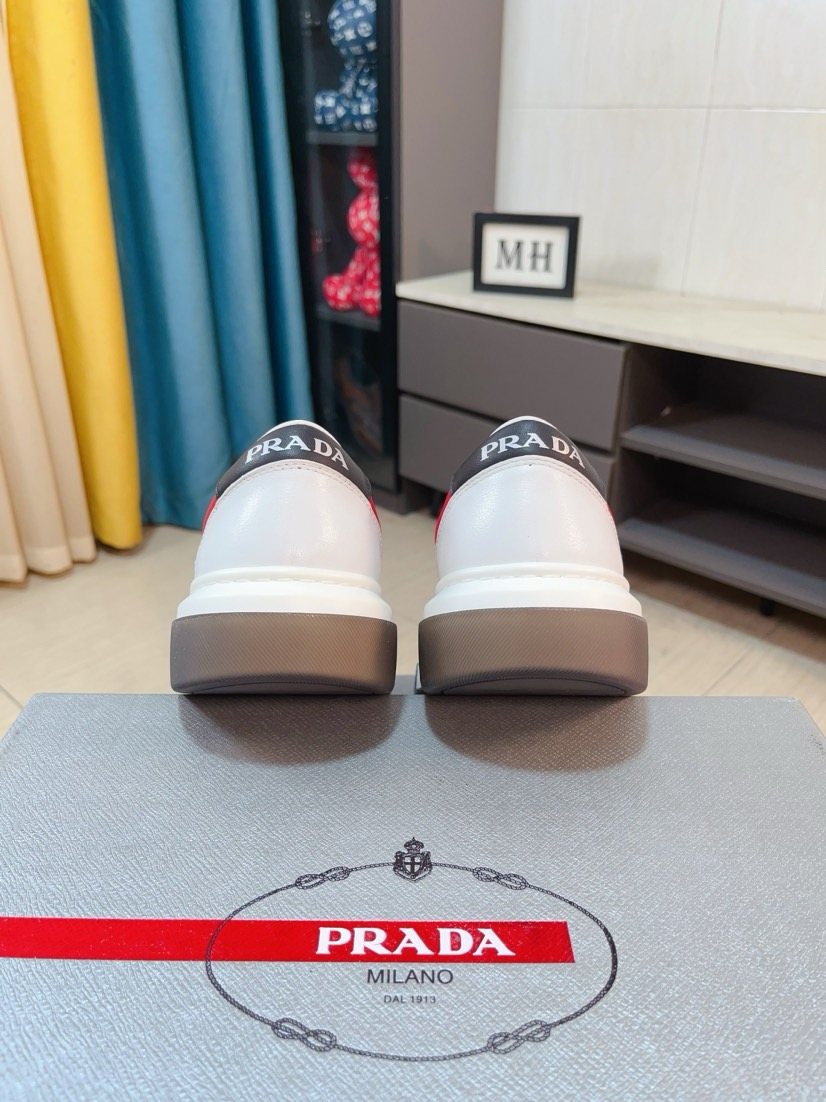 Prada Black, White & Taupe Low-Top Sneakers — back
